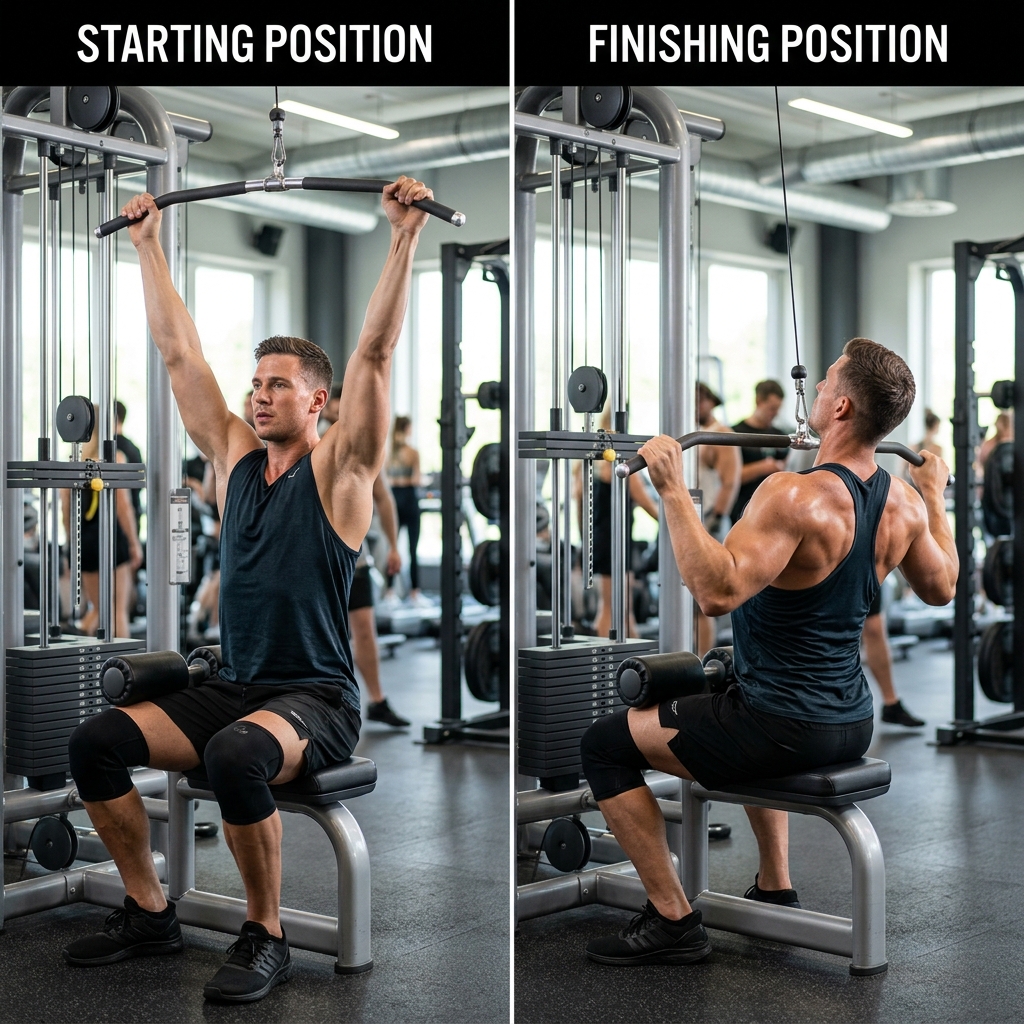 Bent-Over Rows start and peak position demonstration