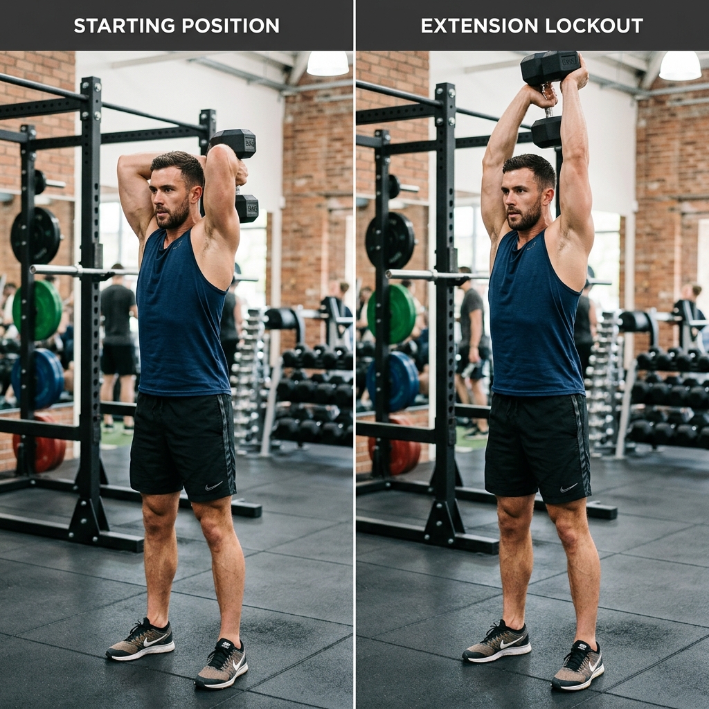 Overhead Tricep Extensions start and peak position demonstration