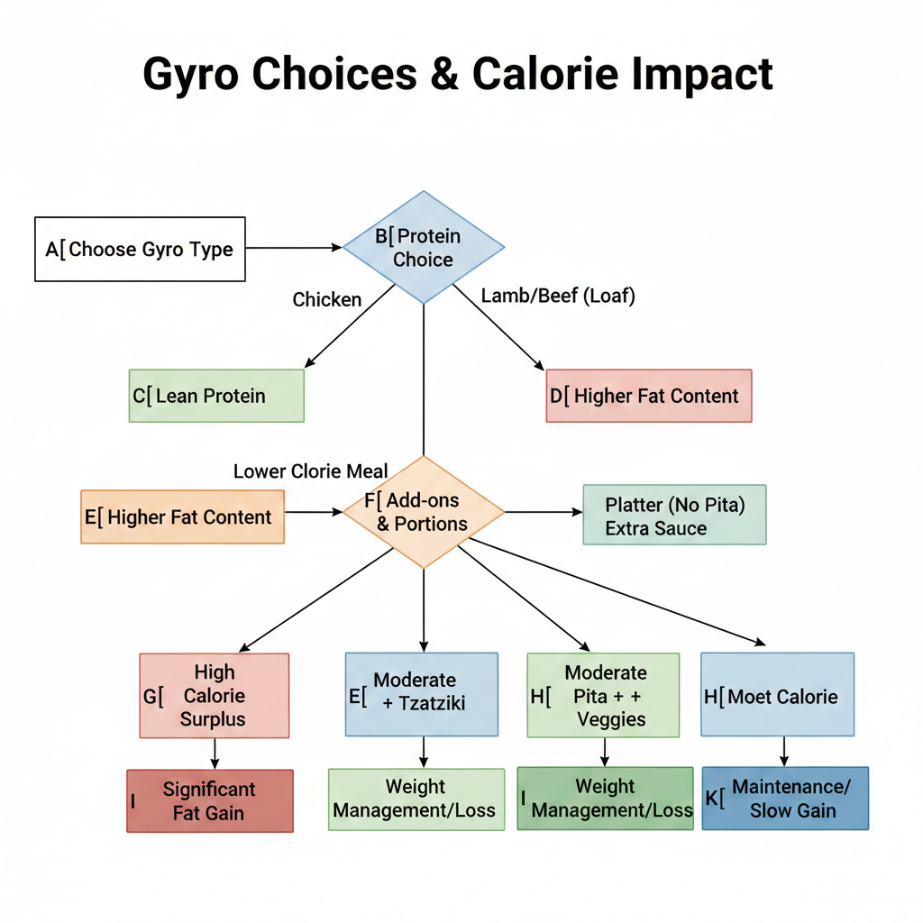 Mermaid Diagram. How Gyro Choices Affect Fat Gain
